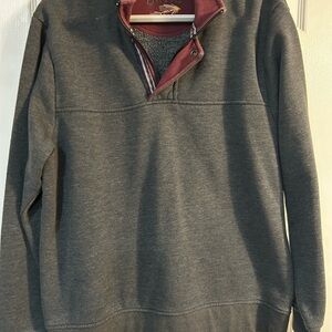 Men's Grey Sweater with Burgundy Accents